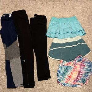 Athleta Kids Leggings and Shorts Set - Black, Blue, Orange